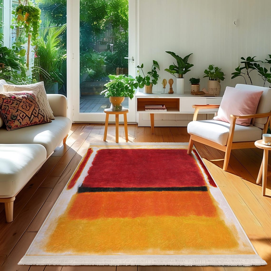 Colorblock Outdoor Rugs Red Abstract Colorblock Area Rug-vibrant Sunset Rothko Mat-soft ...