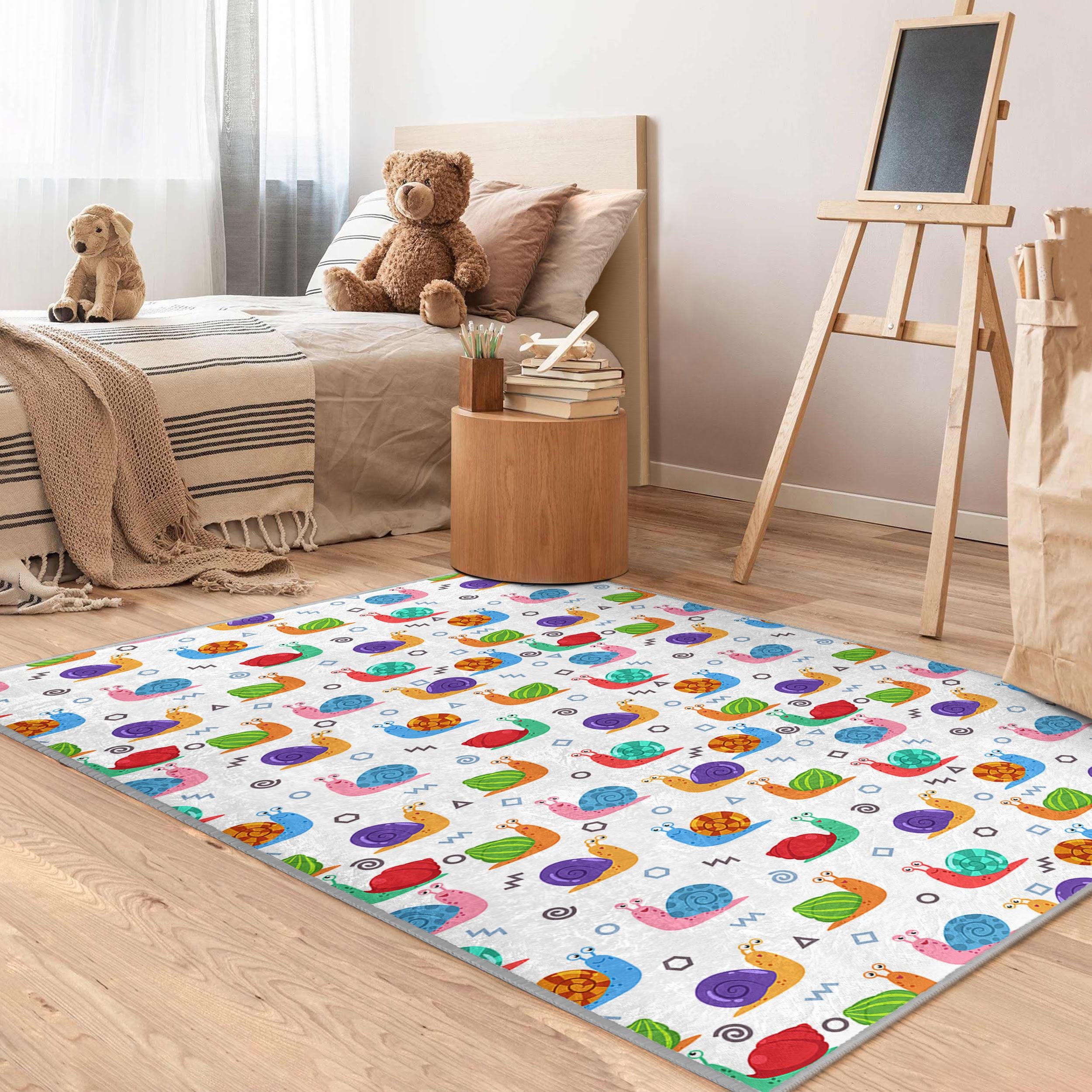 Baby Shell Rug Colorful Snail Design Kids Room Rug-snail Shells Pattern Nursery Carpet ...
