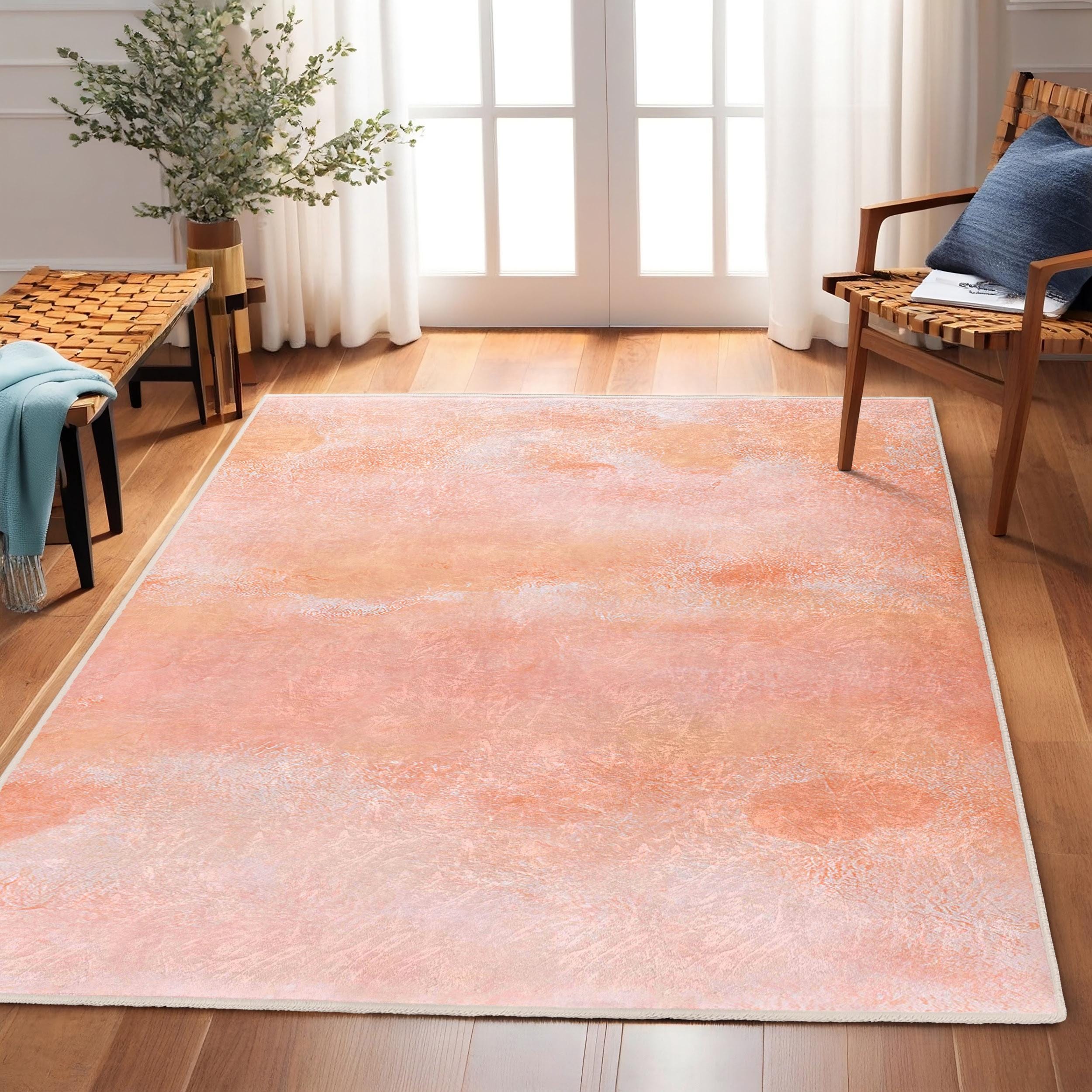 Peachy Rustic Rug Peach Blush Abstract Area Rug-vintage Pastel Hues Mat-dusty Rose Accent ...