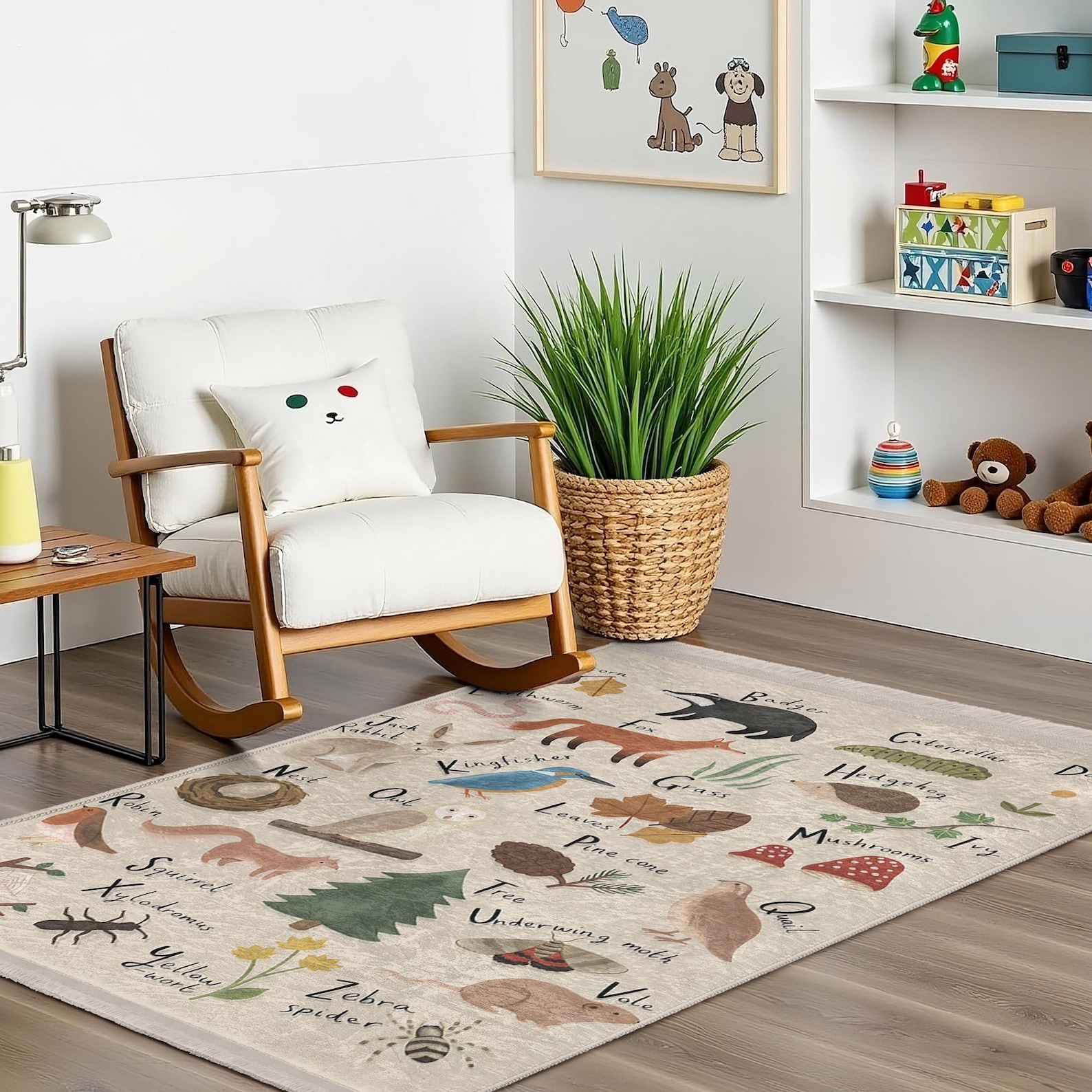 Baby Rooom Rugs Nature Alphabet Fun Kids Room Rug-animal Learning Design Nursery Rug ...
