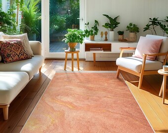 Warm Sandstone Area Rug-terra Cotta Swirl Design-muted Earth Tone