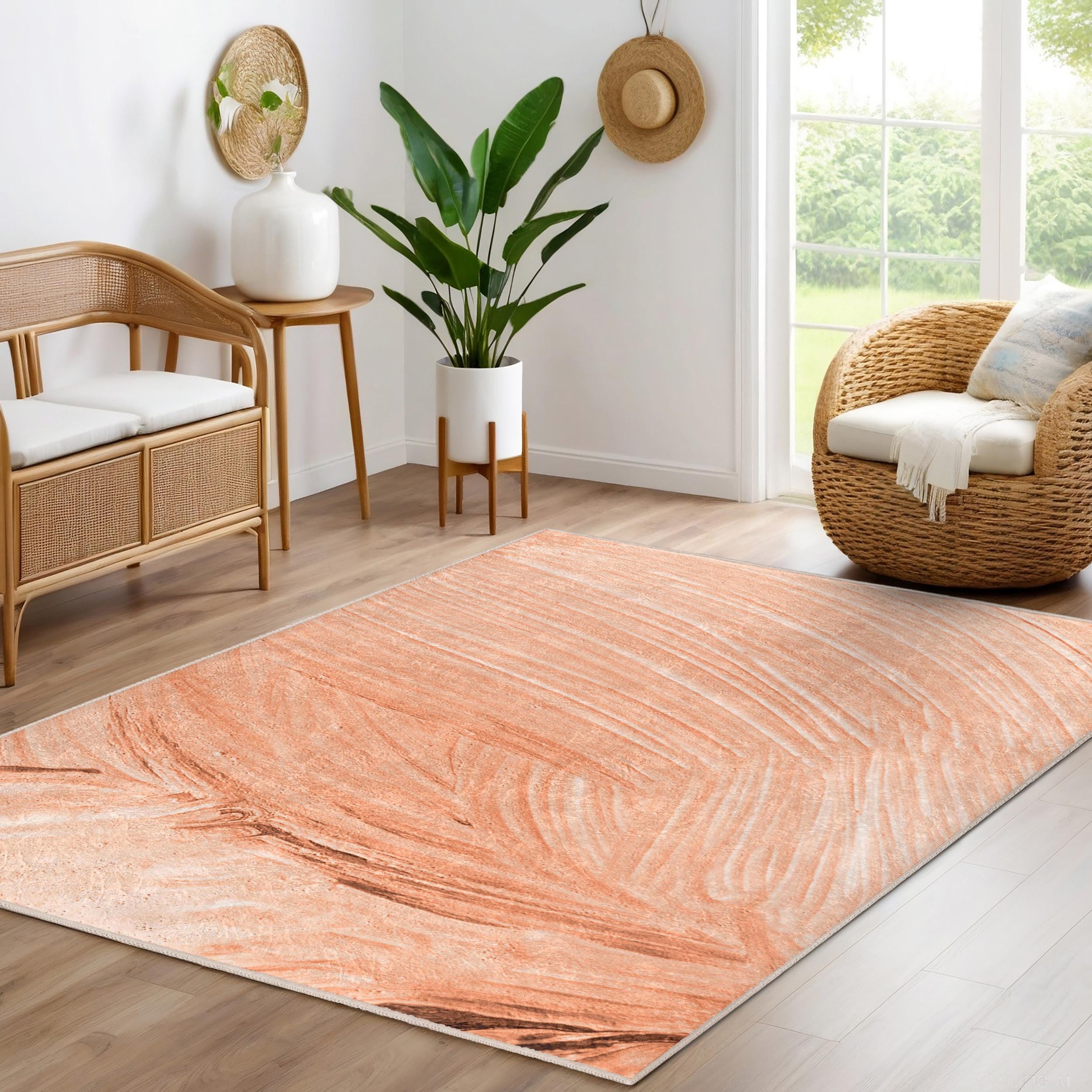 Spectrum Terracotta Rug Terracotta Wave Accent Rug-rustic Swirl Indoor Mat-earthy Tone Rug ...