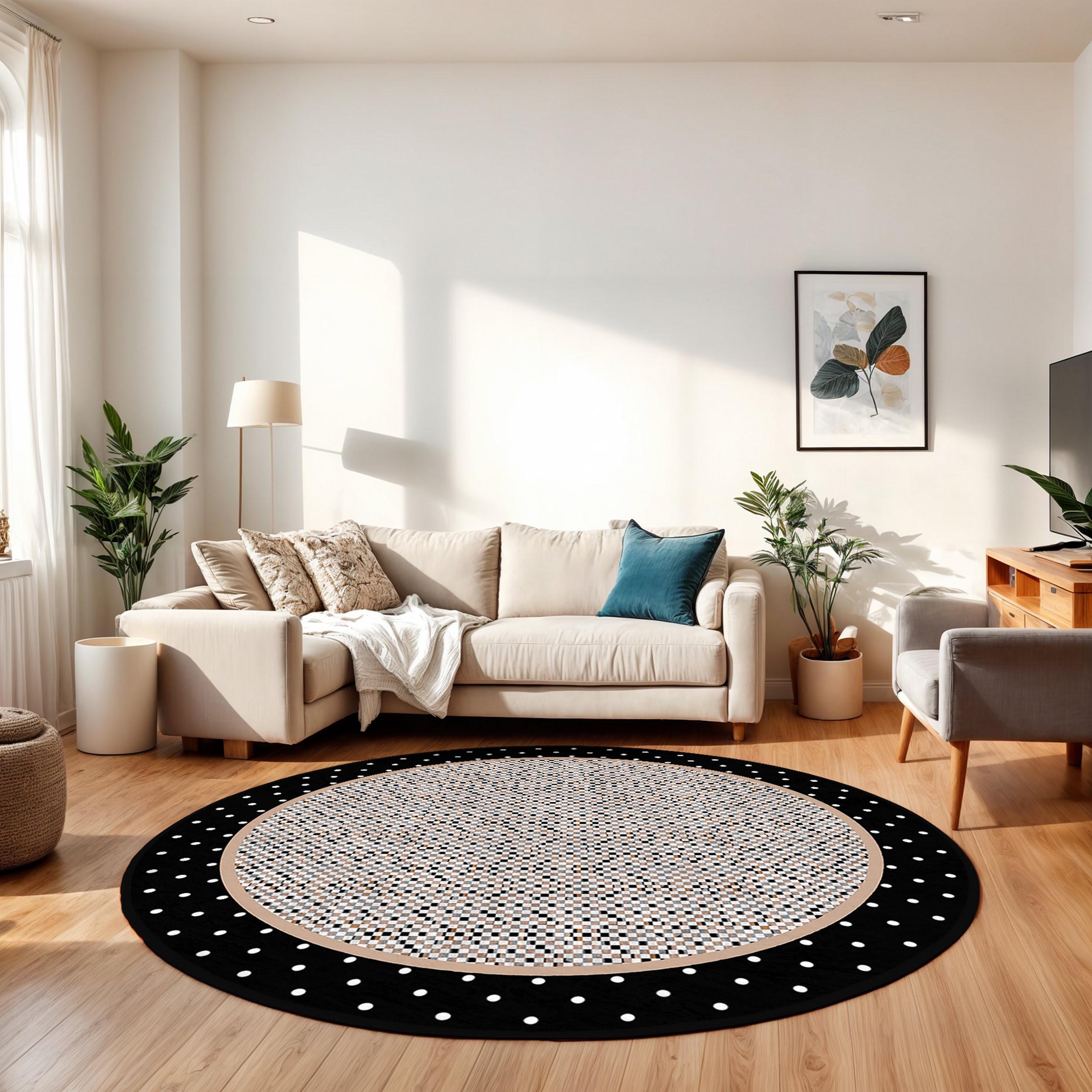 ラグ・カーペット Kyne Stamp Circle Rug by ROOM Black Jet Black 4