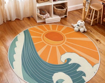 ラグ・カーペット round beach rug Amazon.com: Round Area Rug 3ft Nautical Coastal Ocean Coral