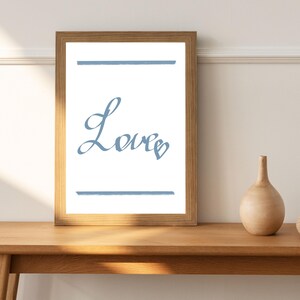 Love Minimal Wall Printable, Valentine's Day Wall Art Print, Instant Download Printable Art, Minimalist Print Wall Art, Lettering Wall Art