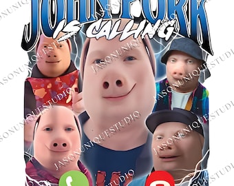 John Pork Ruft Lustiges Meme Png, Viral Schwein Gesicht Call Grafik, Viral Internet Schwein Charakter Digitale Datei, Grafische druckbare Kunst, Grafik