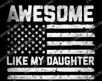 Awesome Like My Daughters Svg, Funny Dad Svg, Vaderdagcadeau van dochter, Vaderdag, echtgenoot Svg, cadeau voor hem, Distressed Tee Svg