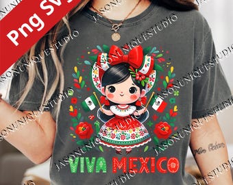 Cute Viva Mexico Girl Mexican Svg Png, Viva México Png, Mexican Png, Mexican Independence Day Png, Long Live Mexico Png, Mexico Gift