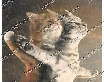 Vintage verrückte Katze SVG PNG, lustige Meme Katzenpaar-Shirt-Datei, 90er Jahre Stil Tee Sublimation, süßer Katzenliebhaber Grafikdesign, Paar Merch