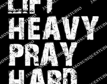 Lift Heavy Pray Hard Digital Download, Christian Gym Design, Christ Gym Buddy Graphic, Boho Christian SVG PNG, Printable Gym Lover, Mom Gift