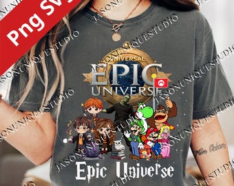 Download PNG digitale vintage retrò di Epic Universe Studios, Orlando Universe 2025 PNG, Magliette coordinate per la famiglia Universe, Universe 2025 PNG