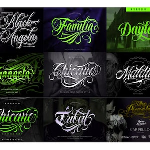 20 Premium Tattoo Fonts Bundle, Bundle for Cricut, Groovy Fonts, Farmhouse Fonts, Retro Font