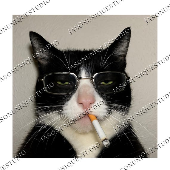 Smoking Cat Meme PNG, Funny Cigarette Kitty Digital Design, Gen Z Humor  Graphic, Stupid Brainrot Art, Cool Cat Lover Sublimation File