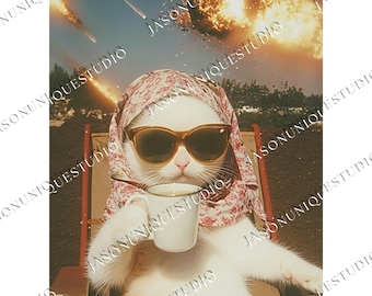 Just A Chill Girl PNG Design, Katze und Meteorit Digital Download, Unisex Meme Cringe PNG Kunst Datei, Streetwear Cricut PNG Datei
