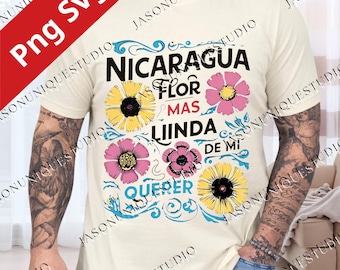 Nicaragua Floral PNG, Linda De Mi Querer Clipart, Hispanic Latina Digital Download, Spanish Nicaraguan Sublimation File