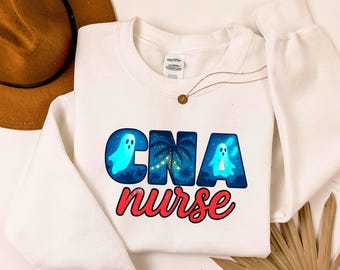 Summerween CNA Sweatshirt, Halloween Horror Kostüm, Grim Reaper Grafik T-Shirt, Gothic Herbstmode, Geschenk für Krankenschwester