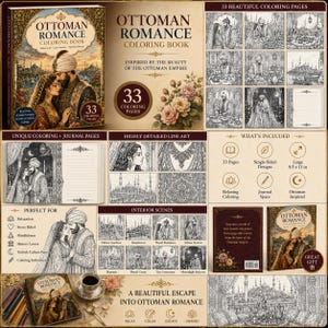 Ottoman Romance Coloring Book, Turkish Historical Scenes, Journal Pages