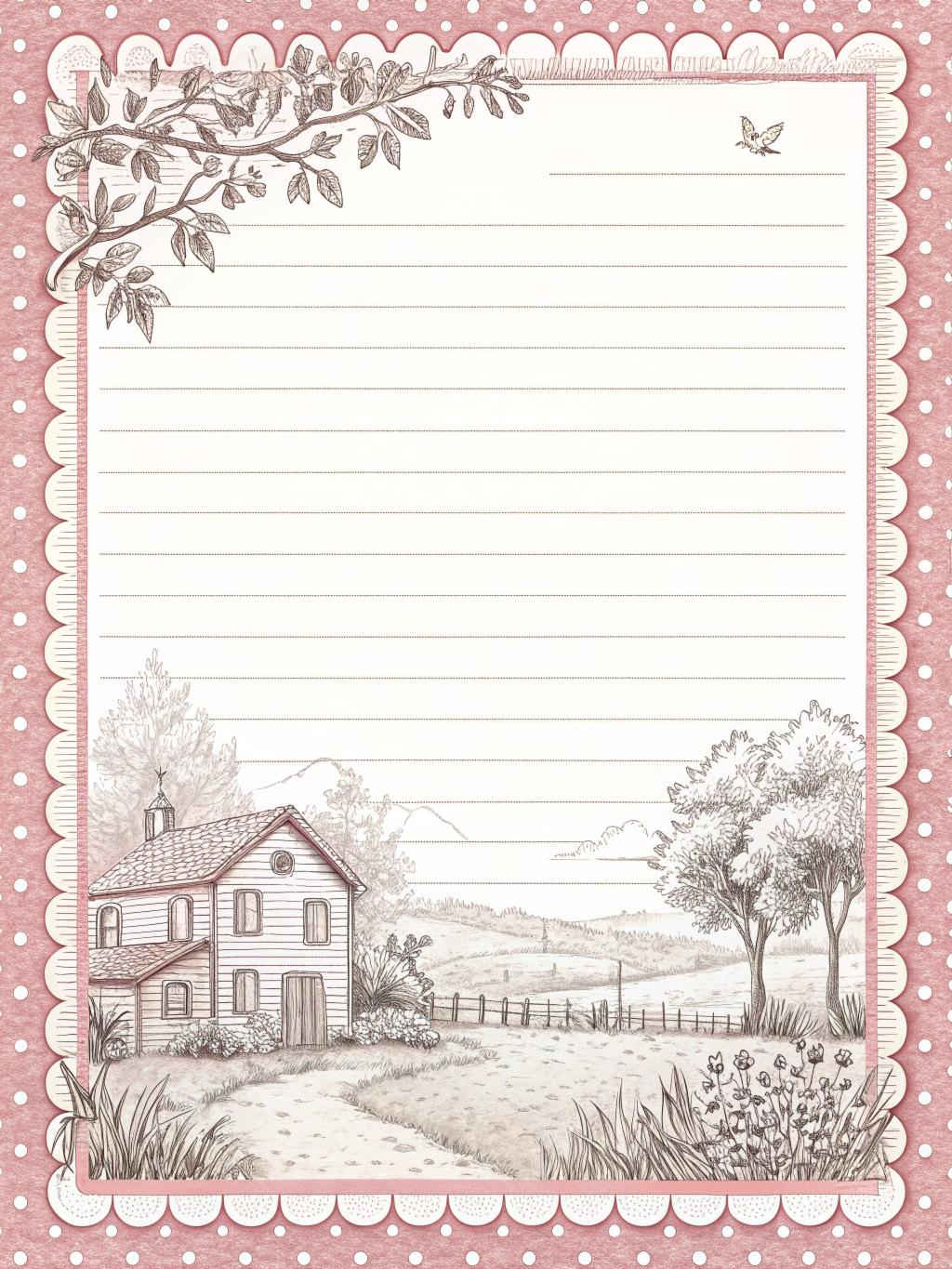 Pink Polka Dot Lined Writing Paper | A4 Printable (digital Download) - Etsy