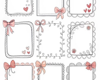 Hand-Drawn Ribbon Frames | 45 Whimsical Journal & Planner Borders (PDF)