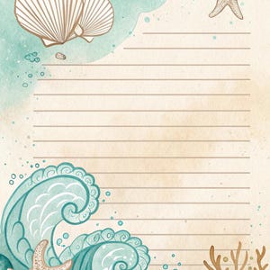 Wave Journal Page: Turquoise Ocean Notepad (Digital Download)