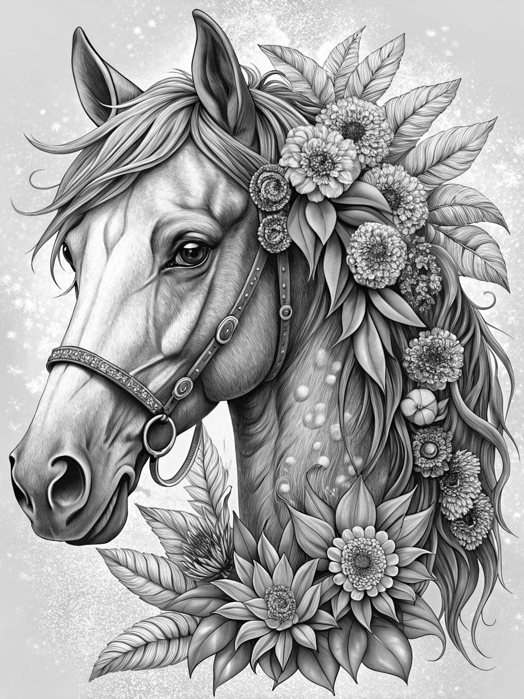 2026 Year of the Horse Coloring Page – Floral Printable Calendar (PDF