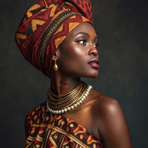 African Woman Wall Art Canvas 60Bold Tribal Portrait | Realistic Afro Art |Vibrant Colors | Studio Lighting | Eye-Level Portrait |Home Decor