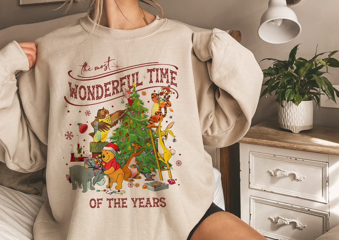 Discover Disney Winnie The Pooh Christmas Sweatshirt, Disney Christmas Sweatshirt