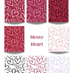 Messy Heart Digital Paper Instant Download Seamless Design 8.5 x 11 Inch Paper Printable image 3