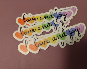 Love & Joy rainbow hearts sticker- MIni Sticker