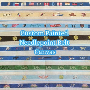 Lienzo personalizado para cinturón de punto de cruz / Lienzo de 18 puntos pintado a mano / Diseño personalizado para bordar