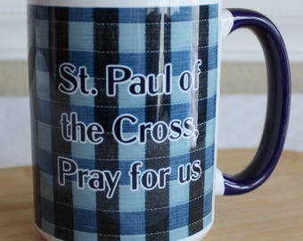 Paul of the Cross Mug for Passionist Saint Mug for Saint Paul of the Cross Mug for St. Paul of the Cross in Black Blue Mug Gift Confirmation