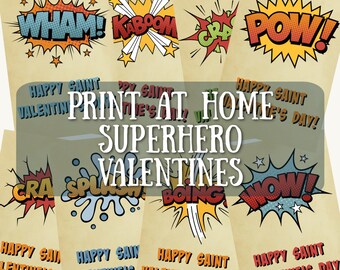 Superhero Valentines for Saint Valentines Day with Comics Valentines with St. Valentine Print at Home Christian Valentine Graphic Novel Word