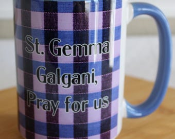 Gemma Galgani Mug for Passionist Saint 15 oz Mug for Saint Gemma Galgani Mug for St. Gemma Galgani in Black or Blue Mug Gift Confirmation