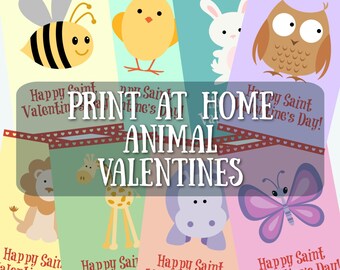 Animal Valentines for Saint Valentines Day with Cartoon Animals Valentines with St. Valentine Print at Home Christian Valentine Cartoon