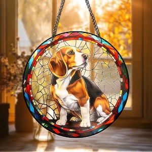 Beagle STAINED GLASS Sun Catcher Relaxing Wiener Dog Window Hanging Dog Lover Gift Cute Hammock Pet Decor for Home  Dog Mom Dog Dad