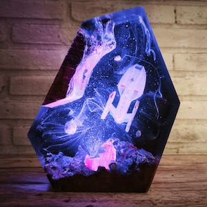 Space Galaxy Lamp, resin and wood, Space Night Lights, Epoxy Night Lamp for Spacecraft, Interstellar resin lamp, Halloween Gift, Xmas Gifts