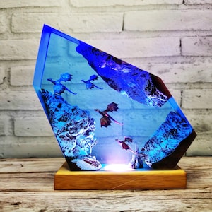 Fire Dragon and Ice Dragon Resin Night Light, Dragon Lamp, Birthday Gift, Resin Lamp, Personalized Gift, Unique Lamp, Dragon Lover