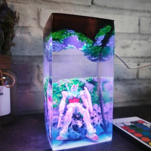Handmade Anime Mecha Resin Lamp Sci-Fi Robot Diorama Night Light, Unique Desk Decor for Otaku and Collectors, Anime Resin Night Light gifts