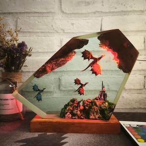 Epic Dragon Resin Lamp Resin Dragon Art, Dragon Statue, Table Lamp,gift for Him, Gaming Resin Night Light, Dragon Lamp Halloween Kid&#39;s Gifts