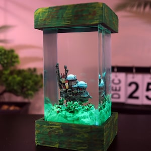 Howl’s Castle Resin Lamp, Studio G.h.i.b.l.i Inspired Night Light, Handmade Epoxy Art Lamp with LED, Fantasy Anime Home Decor, Gift for Fans
