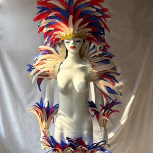 Feather Carnival Headpiece - Women&#39;s Carnival Gift Idea for Samba Party Costume with Epaulet Feather Shoulder Piece and Shawl
