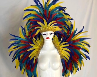 Disfraz de Carnaval de Lujo con Hombreras de Plumas - Showgirl Burlesque Halloween Epaulettes Bolero de Plumas