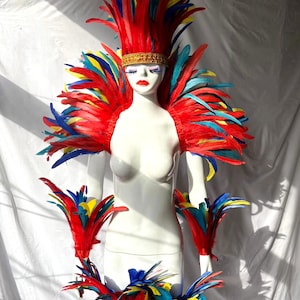 4 Layer Midnight Carnival Feather Cape Rooster Feather Cape and Jacket Combination for Festive Costume Carnival Feather shawl
