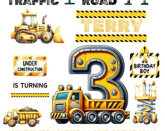 Editable Construction Site 3rd Birthday Invitation Template, Dump Truck, Party Invite, Trucks, Party Invitation, DIGITAL, 5x7, Free Gift