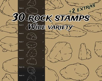 Rock Stamp Brush Pack: 30 Stone Stamps for Procreate