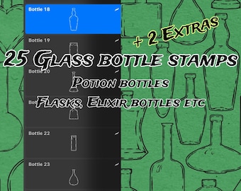 Potion Bottle Stamp Brush Pack: 25 Glass Stamps for Procreate