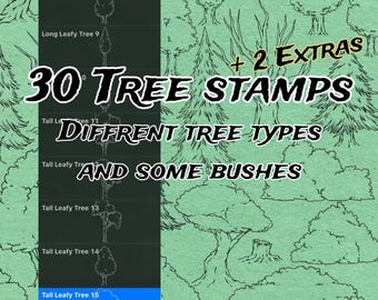 30 Tree Stamp Brush Pack for Procreate