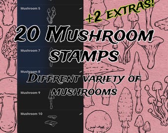 Mushroom Stamp Brush Pack for Procreate (Digital Download)