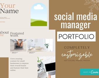 Portfólio Freelancer, Portfólio Social Media Manager, Empreendedor, Portfólio, Assistente Virtual, Canva, Template, Personalizar