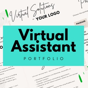 Virtual Assistant Portfolio Template, Portfolio Template, Canva Template, Package Guide, Pricing Template